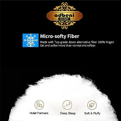 ADBENI HOME Gusseted Bed Pillow for Sleeping, Soft Touch Comfortable Feather Down Chamber, 20x30 Inch King U.S. Standard, Navy Blue-White (Set of 2)