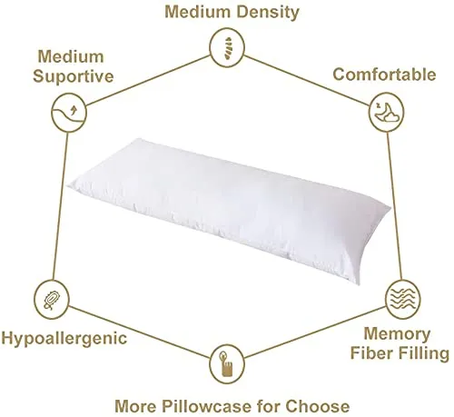 ATOOTFUSION Super Soft Virgin Hollow Conjugate Fiber Filled Pillow - 41 x 66 cm, White, Bliss Pillow (White Sating Strip) - Set of 2