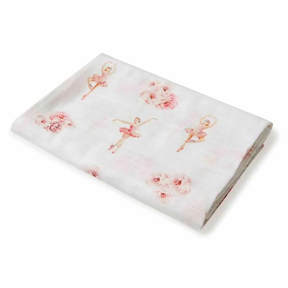Ballerina Muslin Wrap Birth Announcement Set
