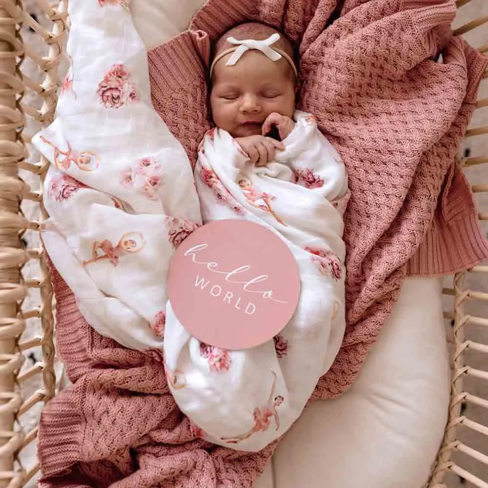 Ballerina Muslin Wrap Birth Announcement Set