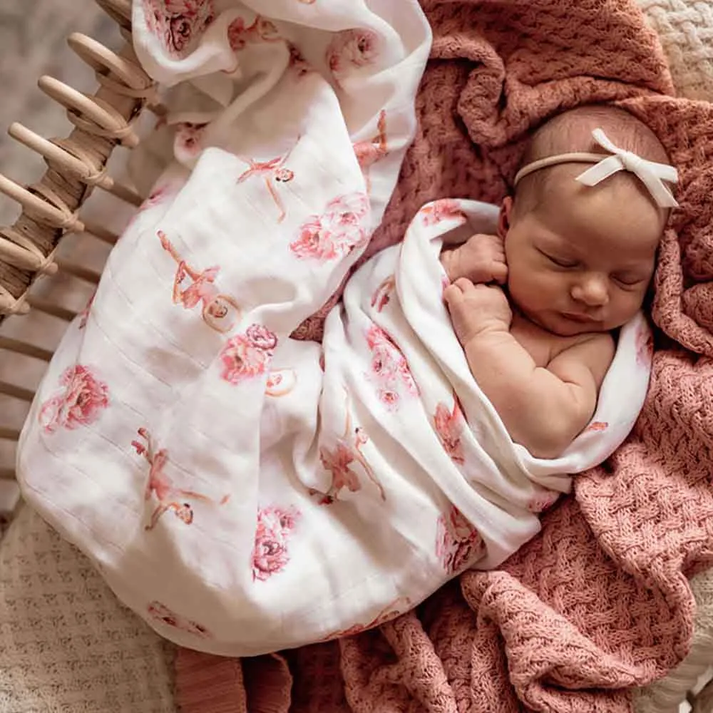 Ballerina Muslin Wrap Birth Announcement Set