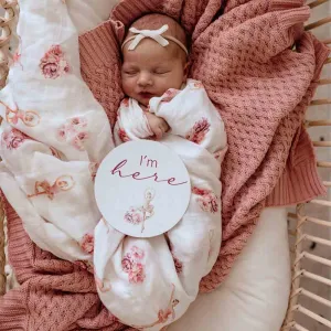 Ballerina Muslin Wrap Birth Announcement Set