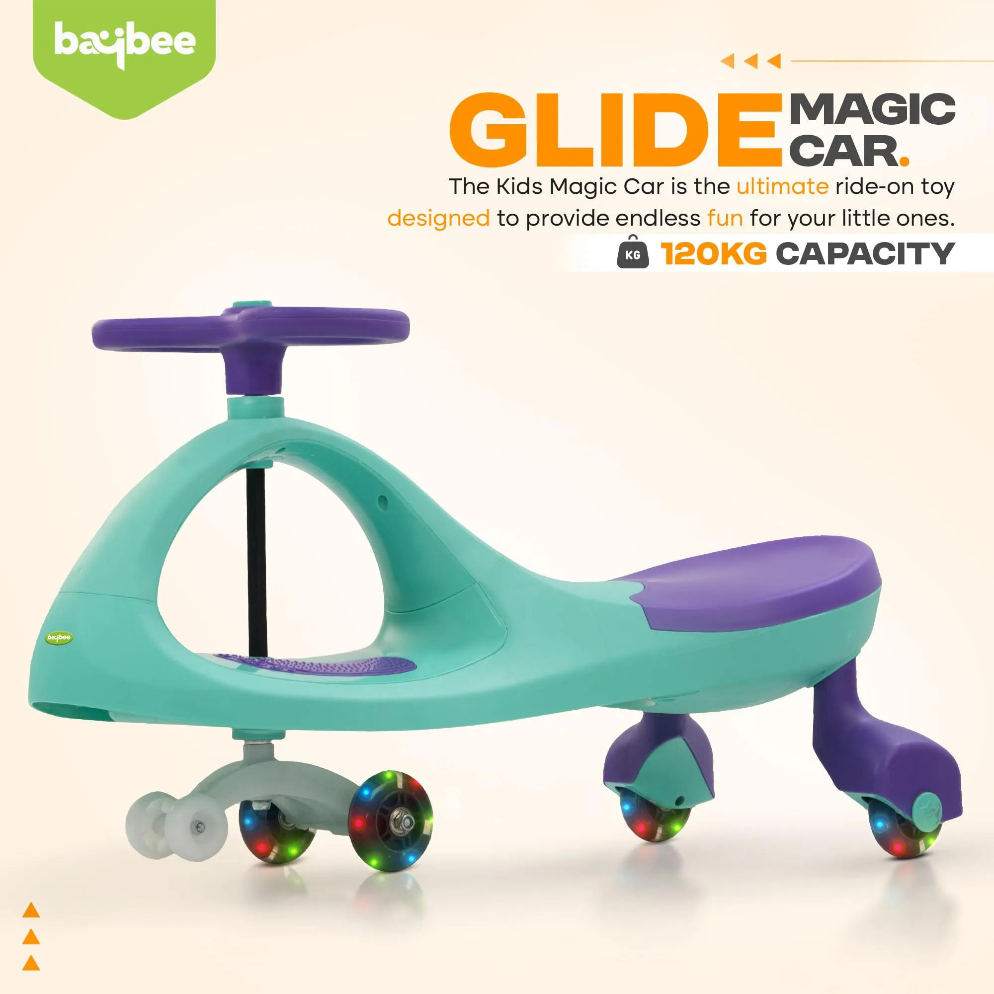 Baybee Glide Kids Magic Swing Car with 360° Steering, Music & PU LED Wheels | Magic Cars for Kids 3 to 8 Years Boys Girls