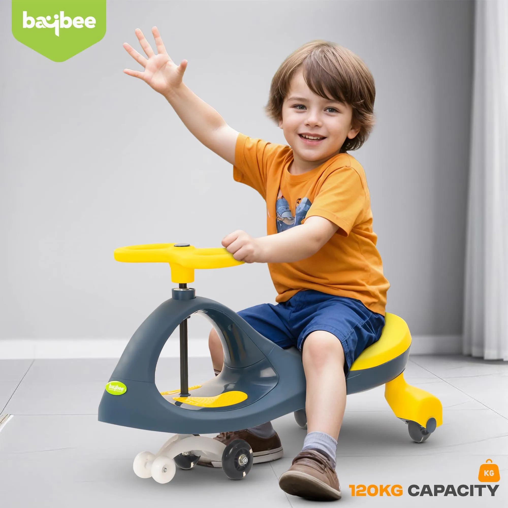 Baybee Glide Kids Magic Swing Car with 360° Steering, Music & PU LED Wheels | Magic Cars for Kids 3 to 8 Years Boys Girls