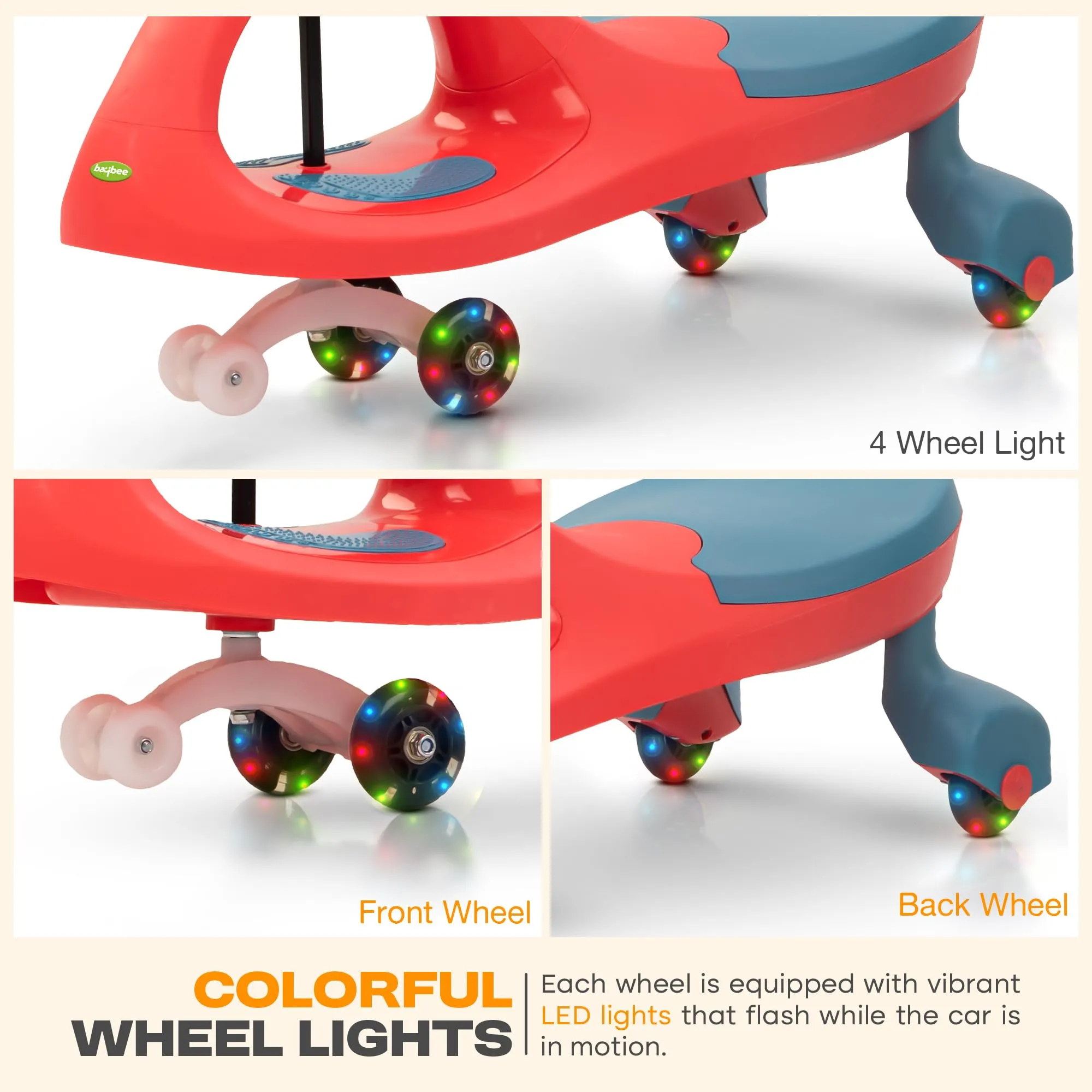 Baybee Glide Kids Magic Swing Car with 360° Steering, Music & PU LED Wheels | Magic Cars for Kids 3 to 8 Years Boys Girls