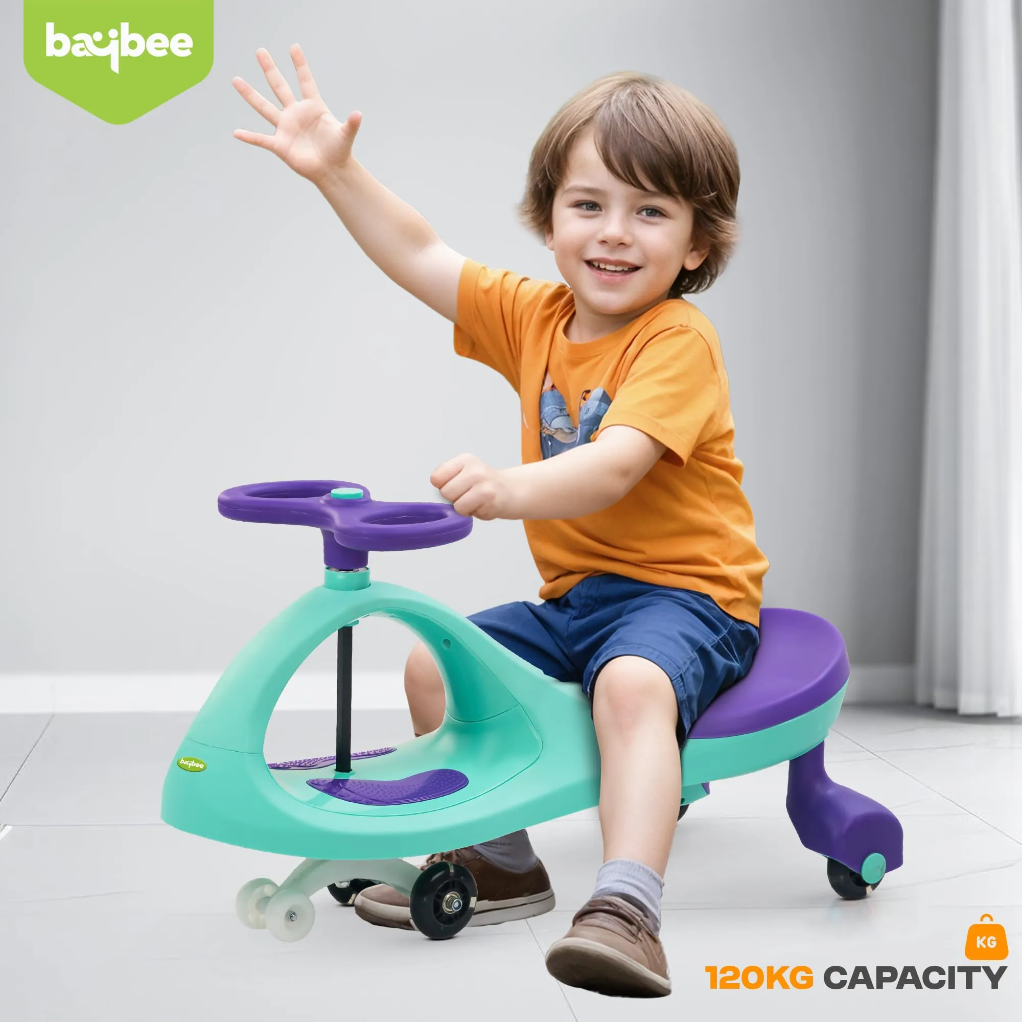 Baybee Glide Kids Magic Swing Car with 360° Steering, Music & PU LED Wheels | Magic Cars for Kids 3 to 8 Years Boys Girls