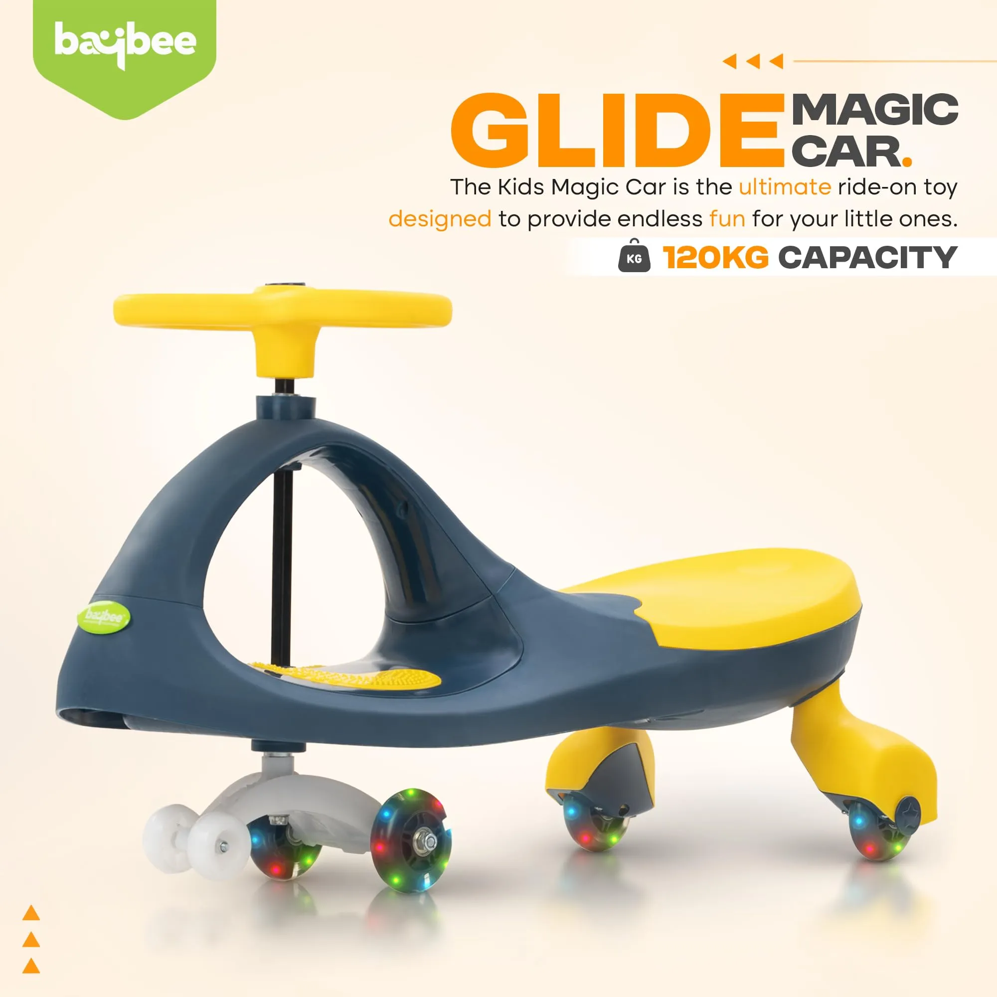 Baybee Glide Kids Magic Swing Car with 360° Steering, Music & PU LED Wheels | Magic Cars for Kids 3 to 8 Years Boys Girls
