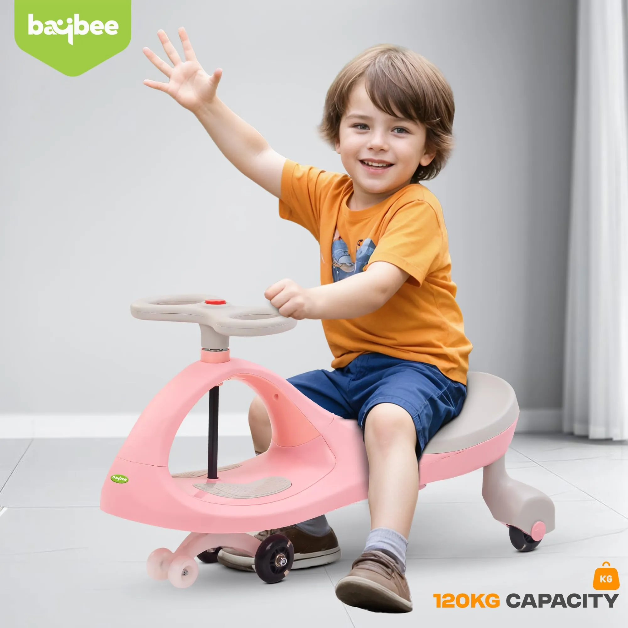 Baybee Glide Kids Magic Swing Car with 360° Steering, Music & PU LED Wheels | Magic Cars for Kids 3 to 8 Years Boys Girls