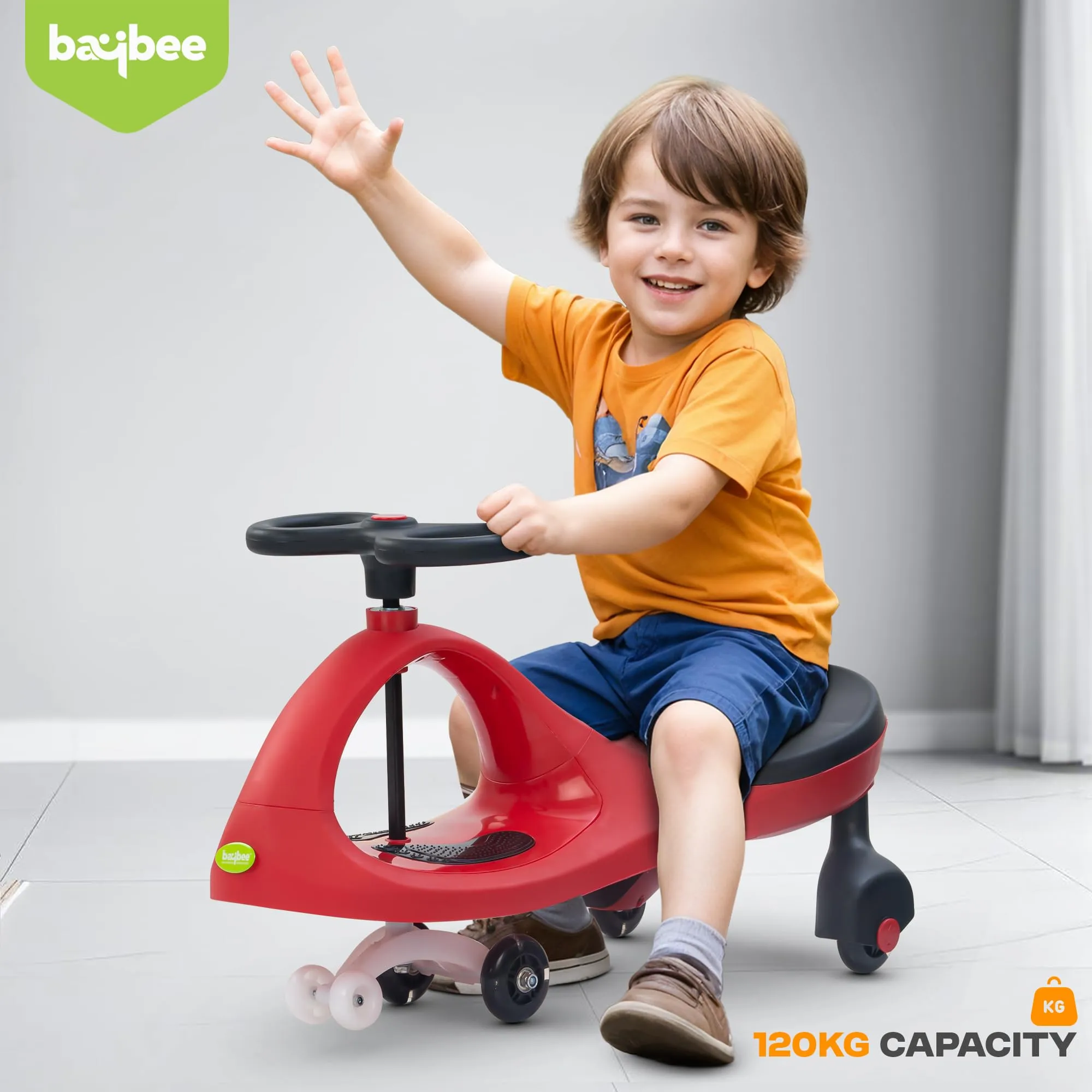 Baybee Glide Kids Magic Swing Car with 360° Steering, Music & PU LED Wheels | Magic Cars for Kids 3 to 8 Years Boys Girls