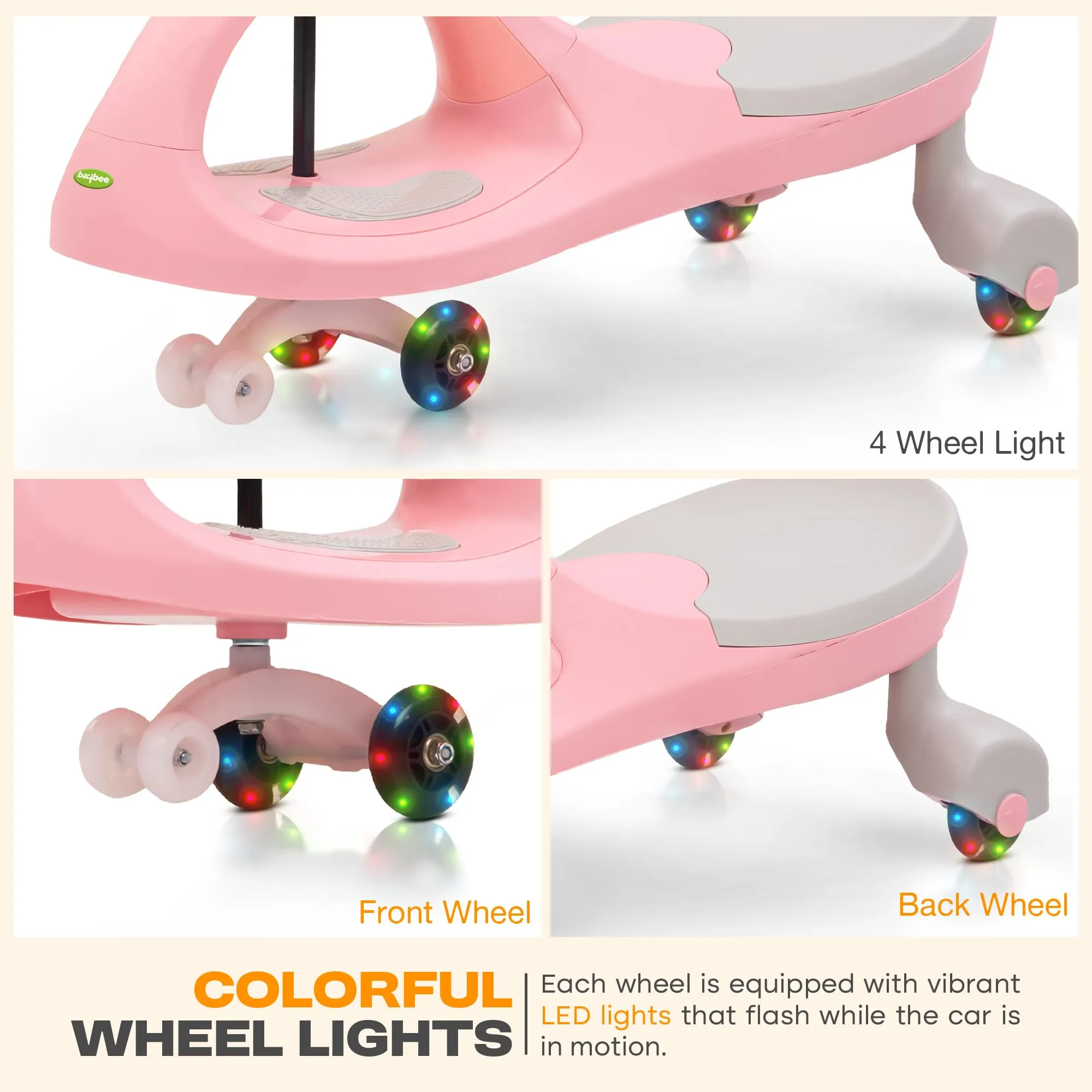Baybee Glide Kids Magic Swing Car with 360° Steering, Music & PU LED Wheels | Magic Cars for Kids 3 to 8 Years Boys Girls