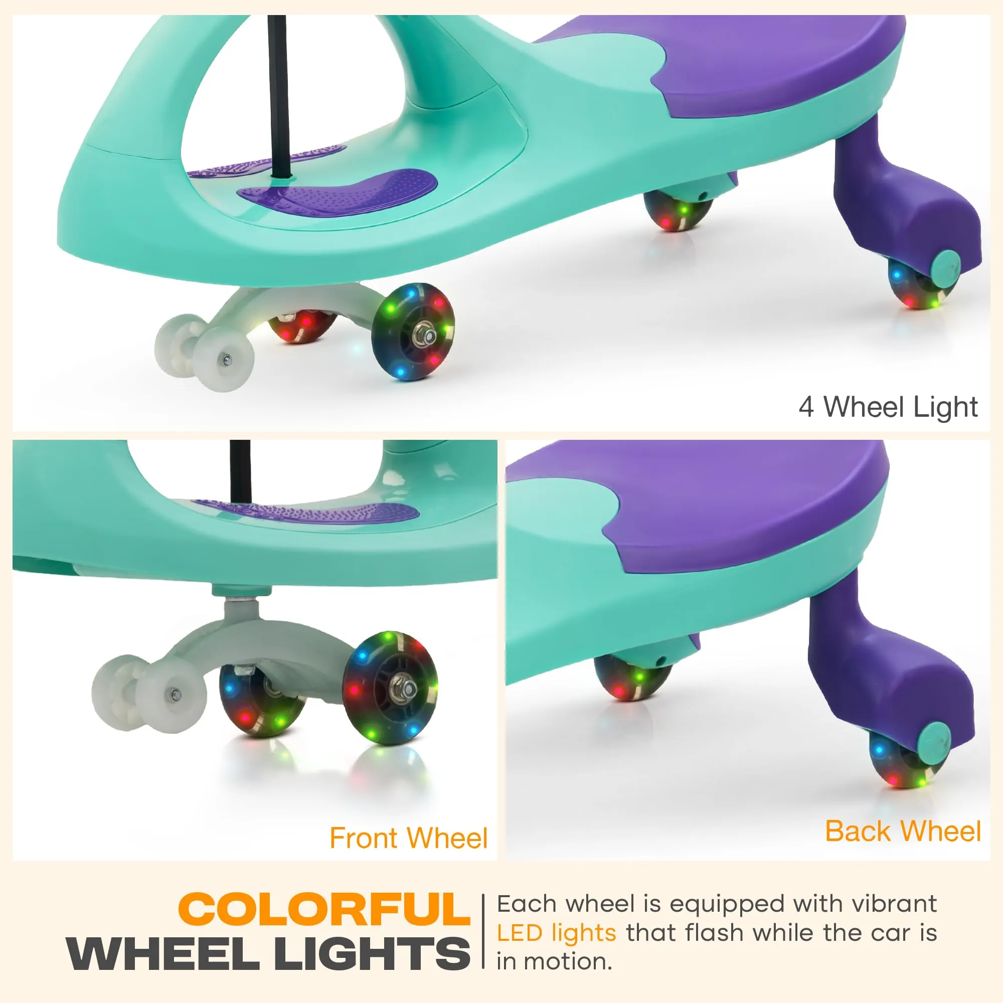 Baybee Glide Kids Magic Swing Car with 360° Steering, Music & PU LED Wheels | Magic Cars for Kids 3 to 8 Years Boys Girls