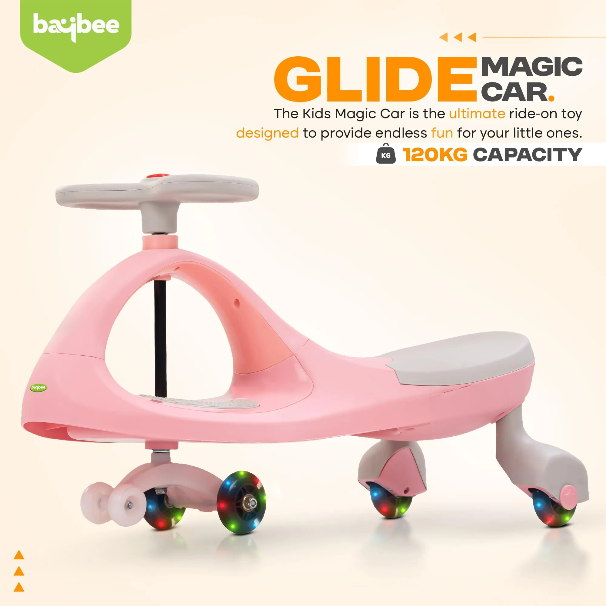 Baybee Glide Kids Magic Swing Car with 360° Steering, Music & PU LED Wheels | Magic Cars for Kids 3 to 8 Years Boys Girls
