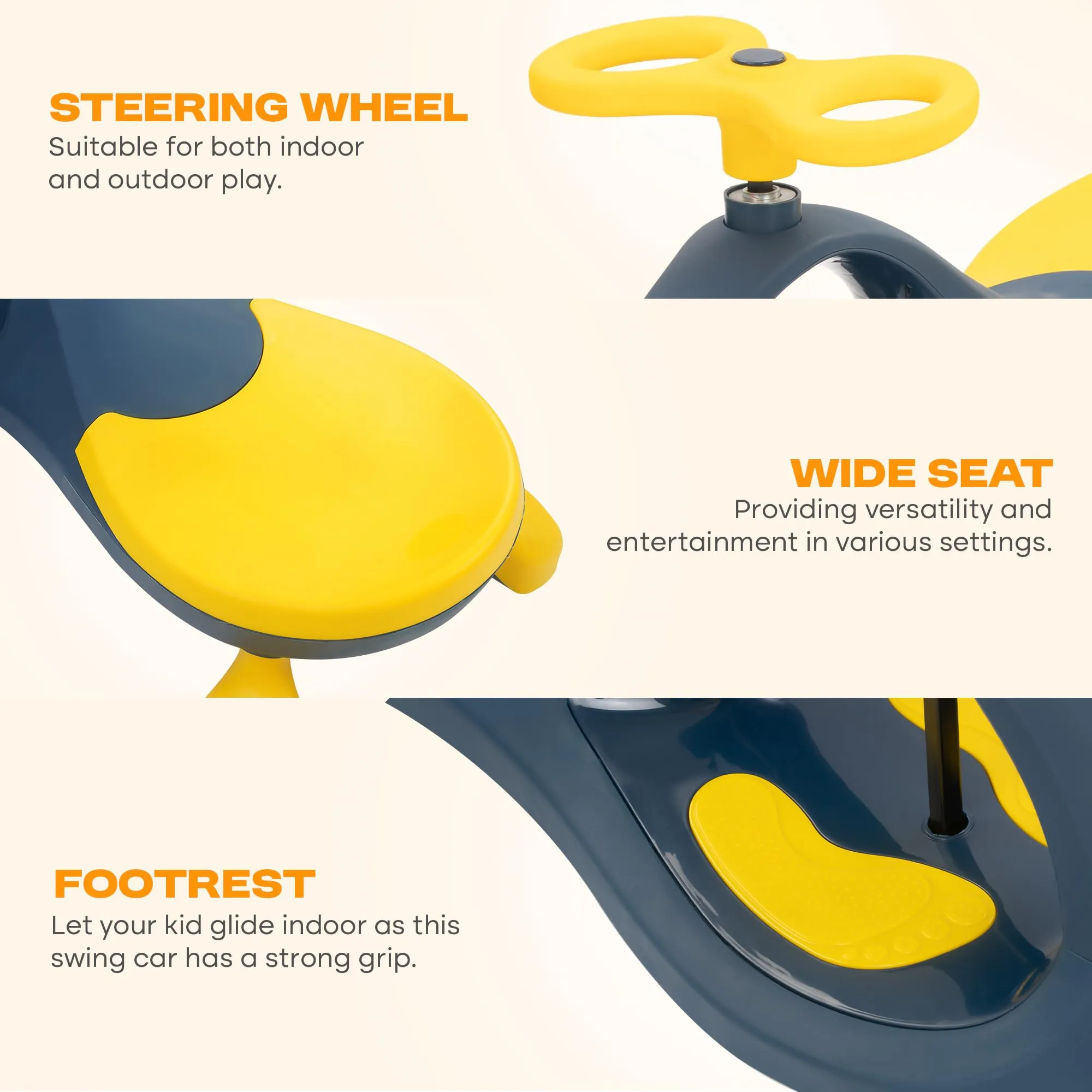 Baybee Glide Kids Magic Swing Car with 360° Steering, Music & PU LED Wheels | Magic Cars for Kids 3 to 8 Years Boys Girls
