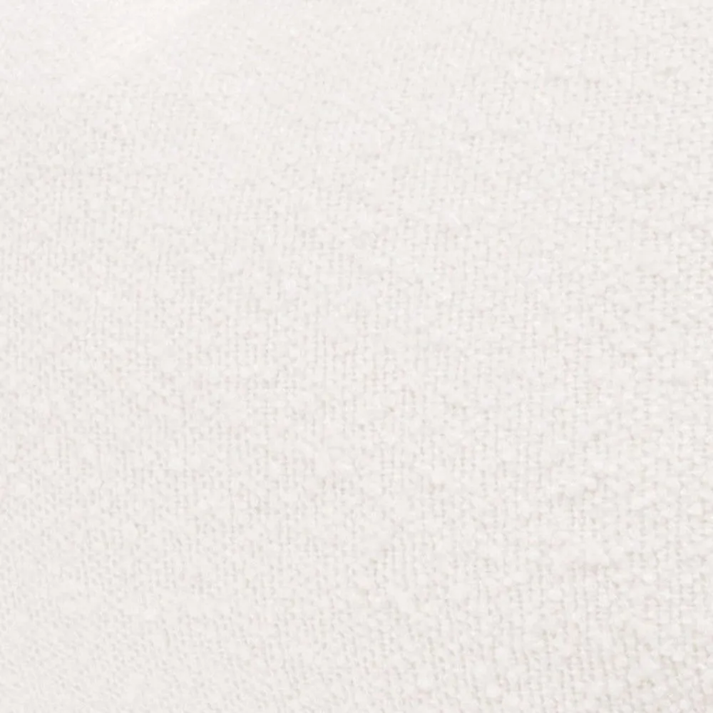 Bera 20 Inch Set of 2 Lumbar Pillows, Brown Leather Piping, White Boucle By Casagear Home