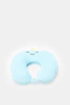 Blue Fiber Filled Neck Pillow