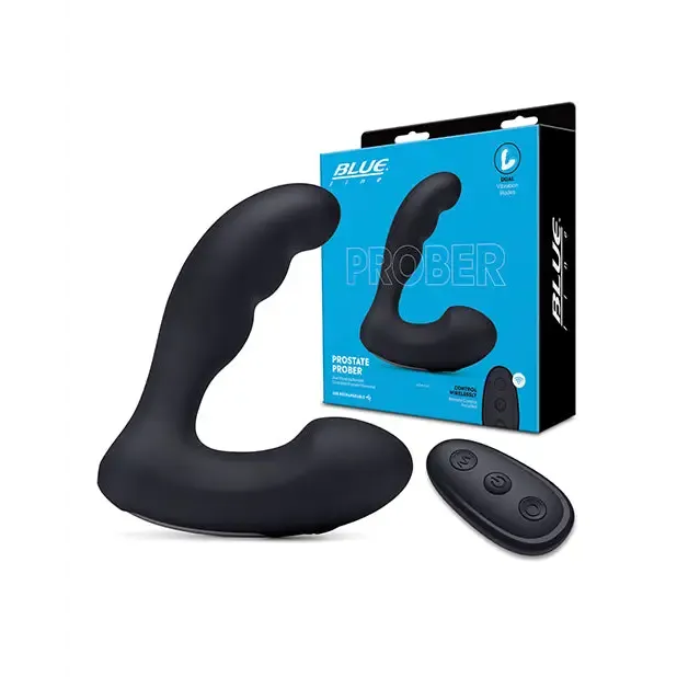 Blue Line Vibrating Prostate Prober w/Remote - Black
