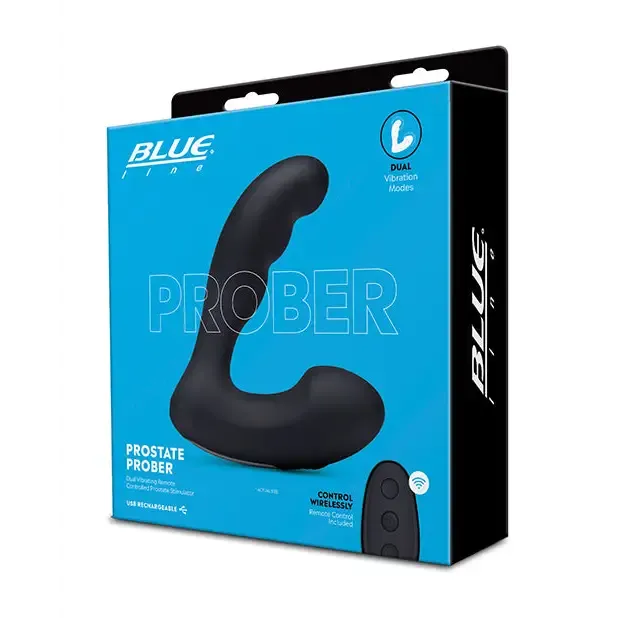Blue Line Vibrating Prostate Prober w/Remote - Black