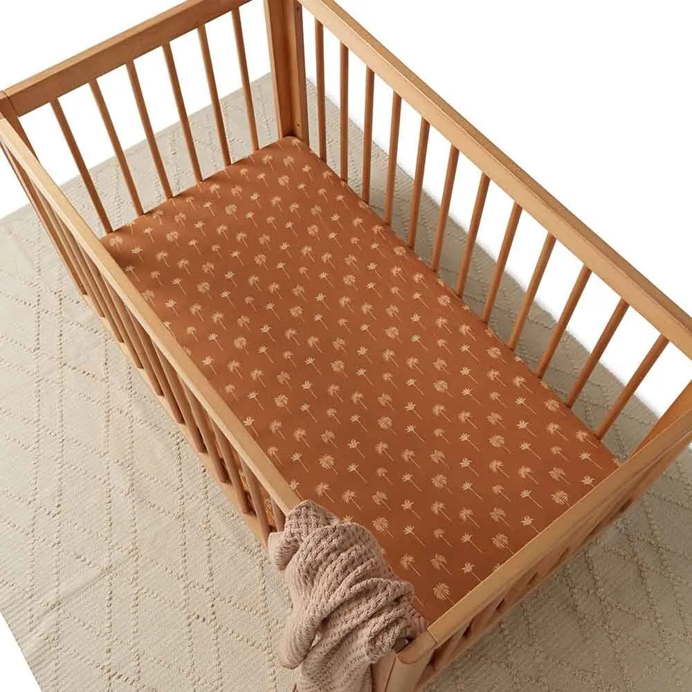 Bronze Palm Organic Fitted Cot Sheet