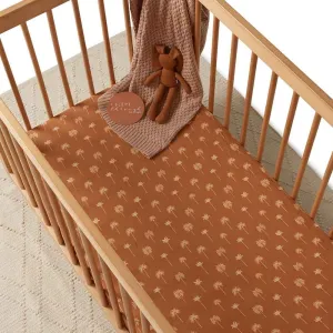 Bronze Palm Organic Fitted Cot Sheet