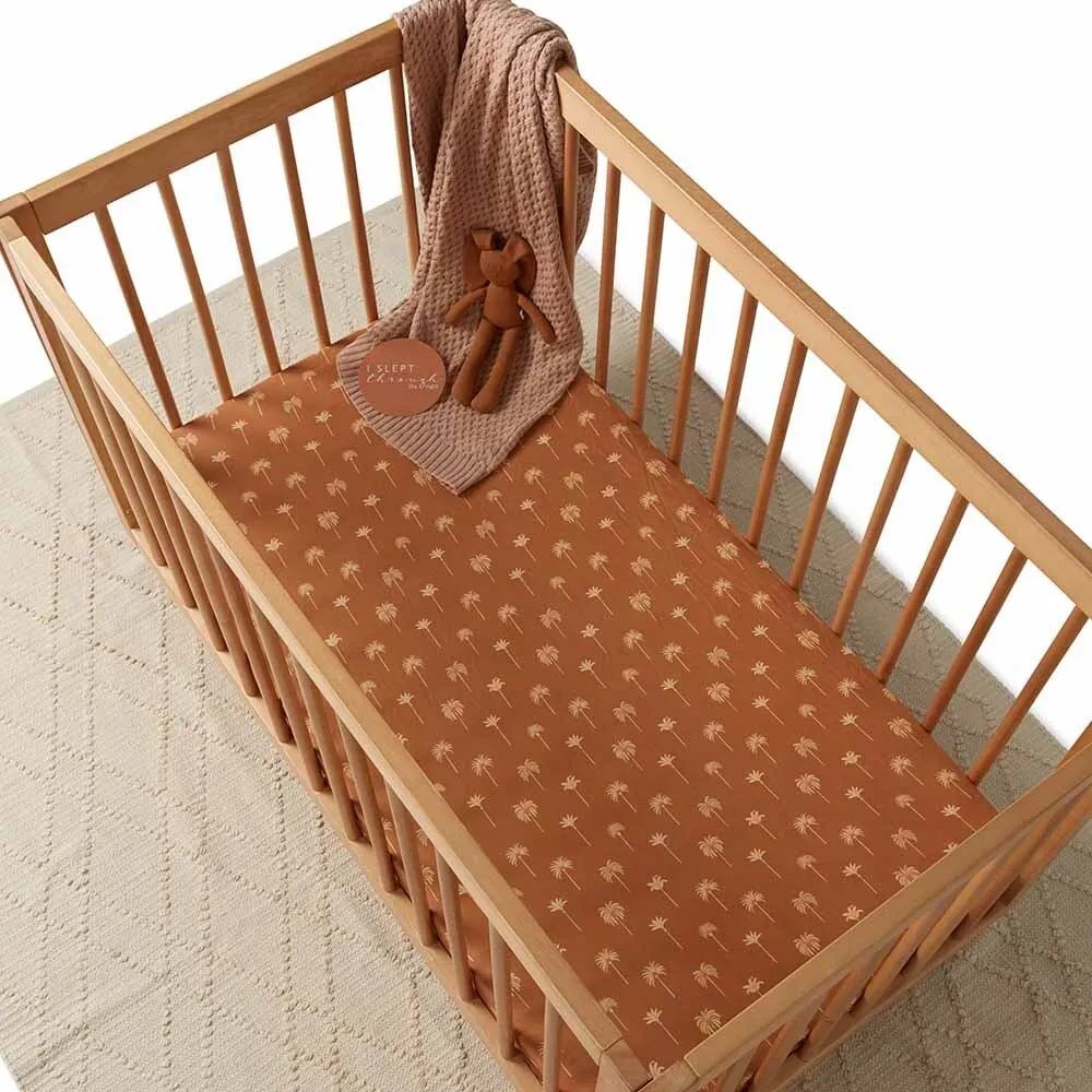 Bronze Palm Organic Fitted Cot Sheet
