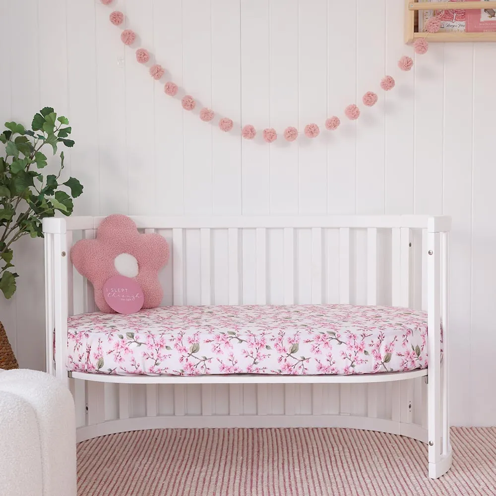 Cherry Blossom Organic Fitted Cot Sheet