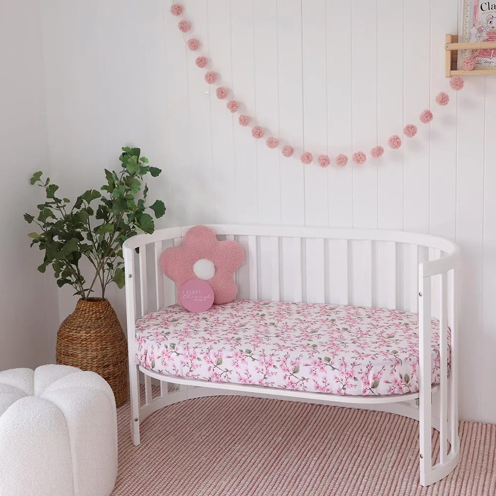 Cherry Blossom Organic Fitted Cot Sheet