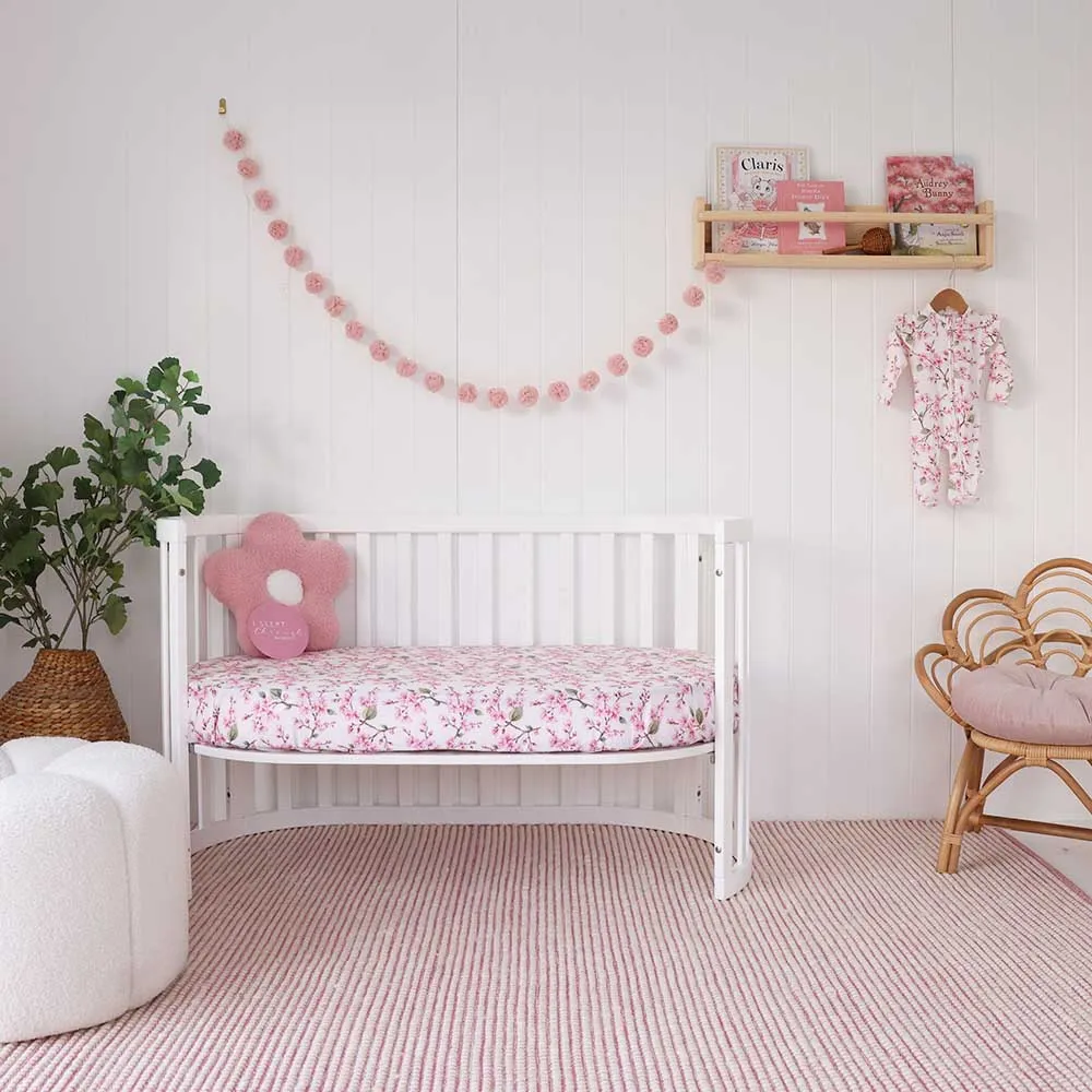 Cherry Blossom Organic Fitted Cot Sheet