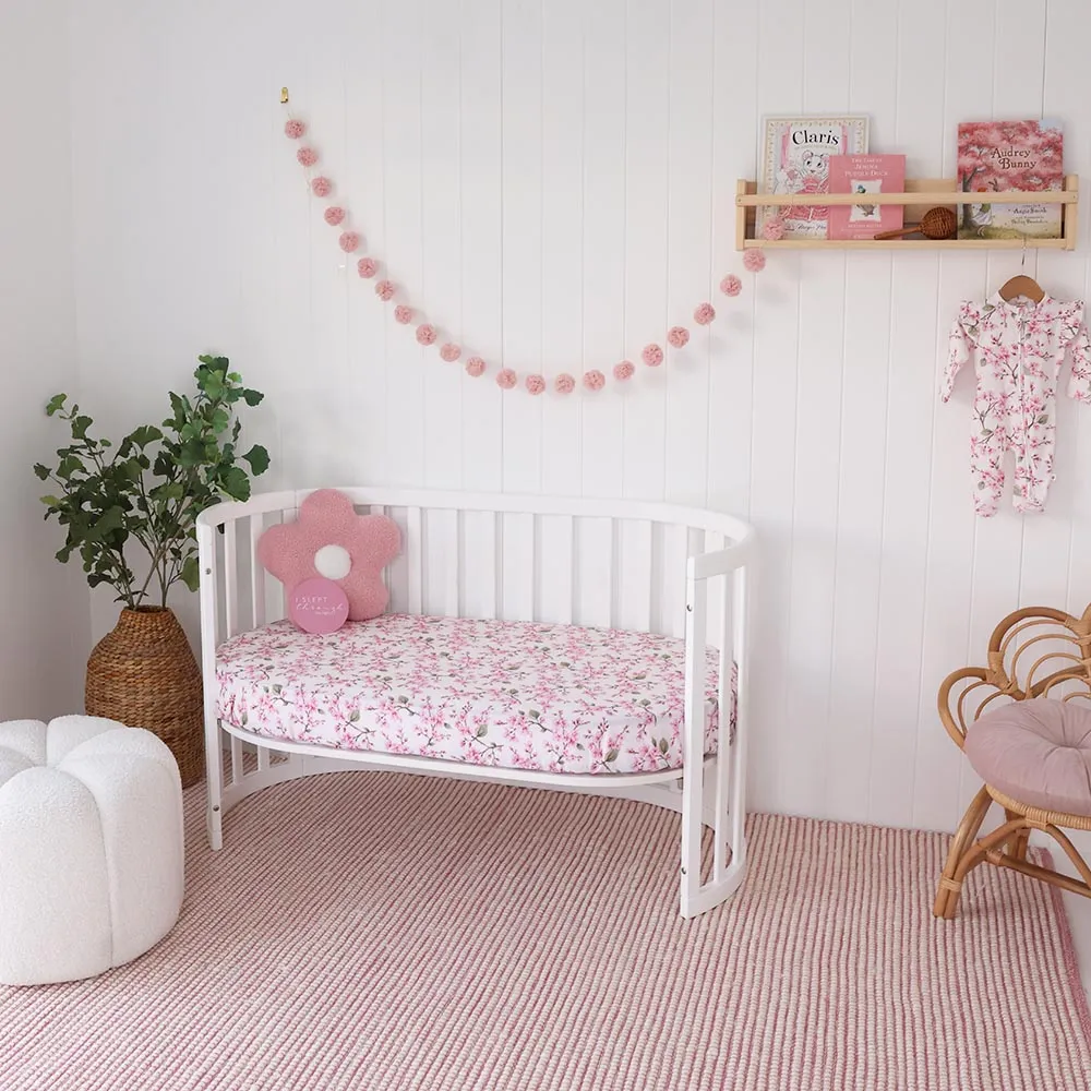 Cherry Blossom Organic Fitted Cot Sheet