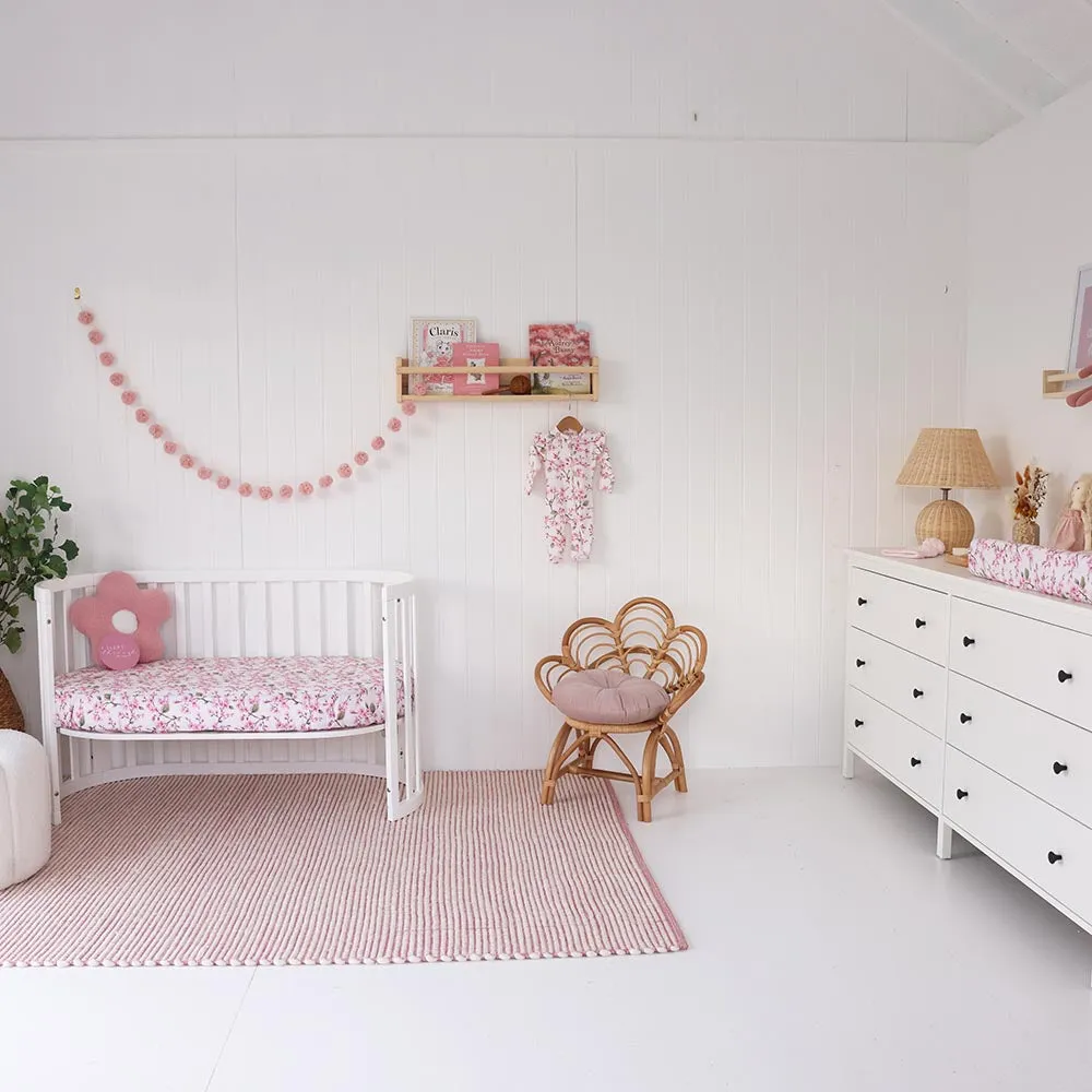 Cherry Blossom Organic Fitted Cot Sheet