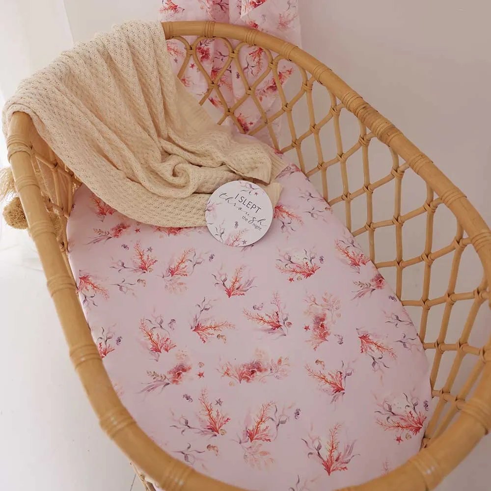 Coral Organic Bassinet Sheet / Change Pad Cover