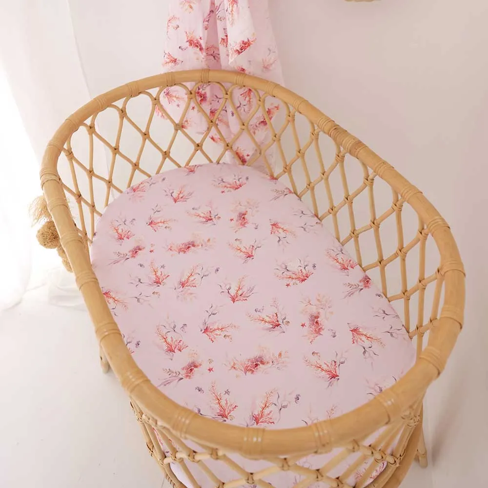 Coral Organic Bassinet Sheet / Change Pad Cover
