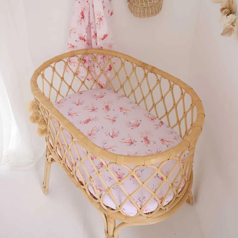 Coral Organic Bassinet Sheet / Change Pad Cover