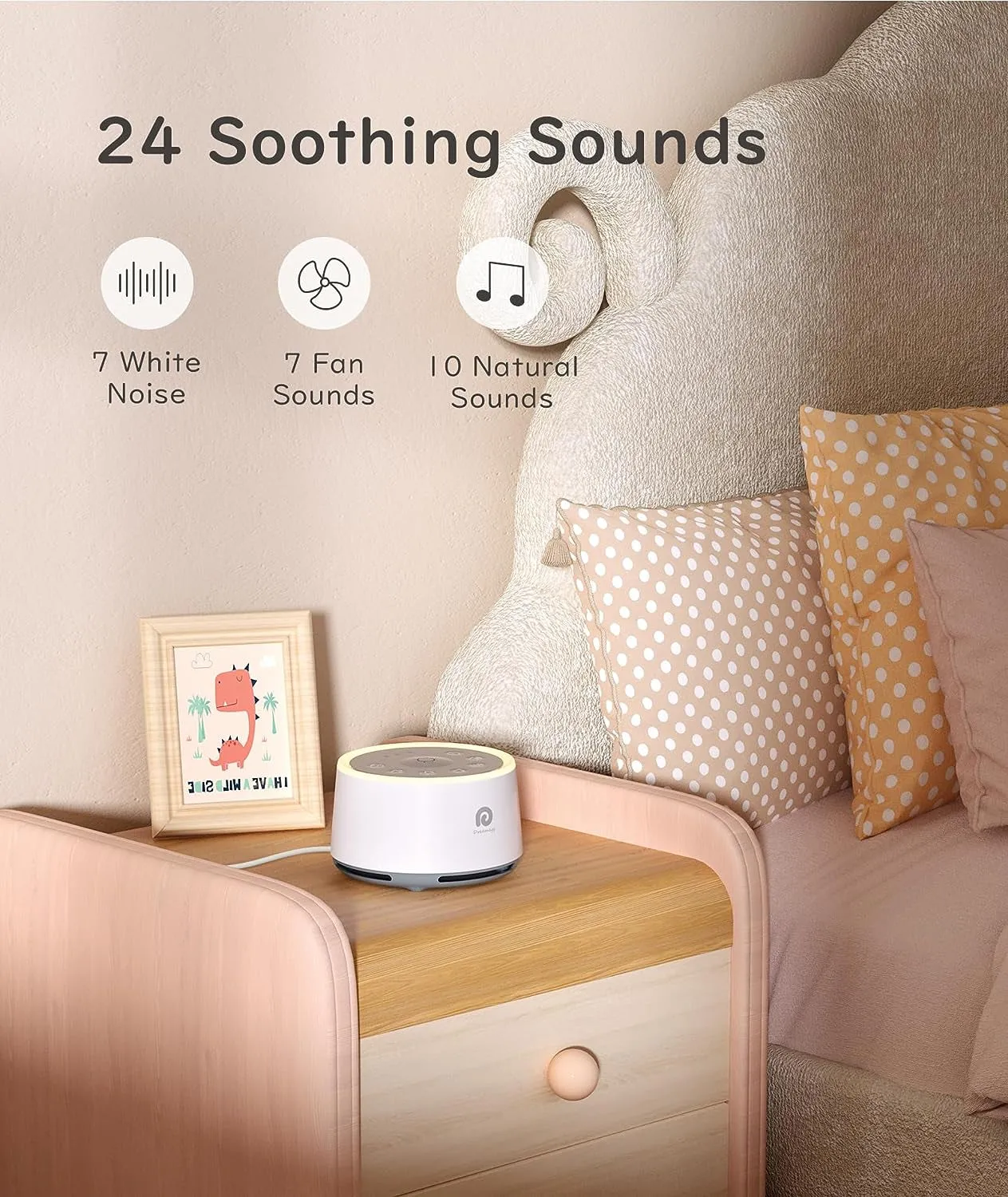 Dreamegg White Noise Machine - D1 Sound Machine for Sleeping & Relaxing, 24 Soothing Sounds, 3 Auto-Off Timer, Soothing Night Light, Noise Machine for Baby/Kid/Adults/Office, USB or DC Powered, White