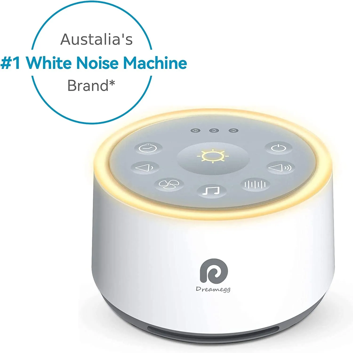 Dreamegg White Noise Machine - D1 Sound Machine for Sleeping & Relaxing, 24 Soothing Sounds, 3 Auto-Off Timer, Soothing Night Light, Noise Machine for Baby/Kid/Adults/Office, USB or DC Powered, White