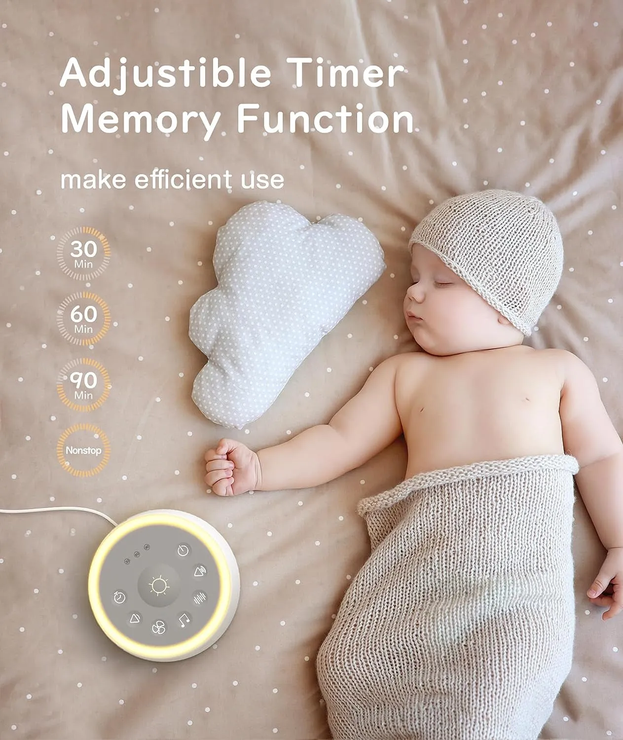 Dreamegg White Noise Machine - D1 Sound Machine for Sleeping & Relaxing, 24 Soothing Sounds, 3 Auto-Off Timer, Soothing Night Light, Noise Machine for Baby/Kid/Adults/Office, USB or DC Powered, White