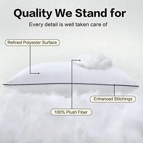 EASELAND Pillows Queen Size Set of 2, Plush Down Alternative Pillows with Silky Satin Pillowcases, 20×30 Inch Medium Soft for Stomach & Back Sleepers