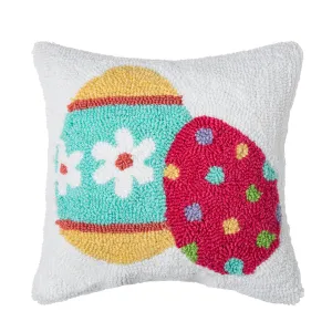 Easter Eggs Hooked Mini Pillow