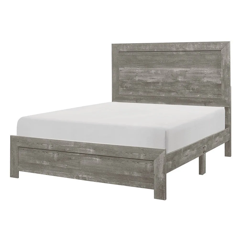 Eby California King Bed, Rustic Farmhouse Style, Gray Finish Wood Veneer By Casagear Home
