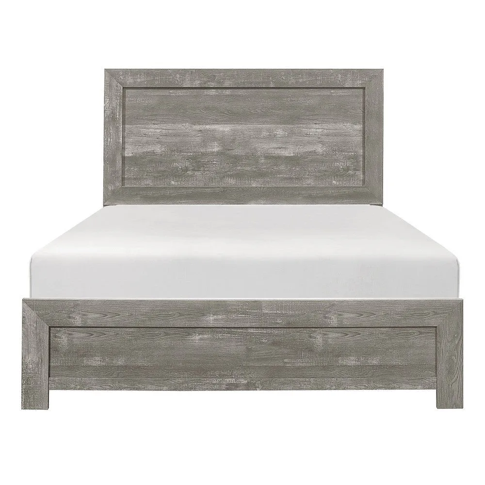Eby California King Bed, Rustic Farmhouse Style, Gray Finish Wood Veneer By Casagear Home