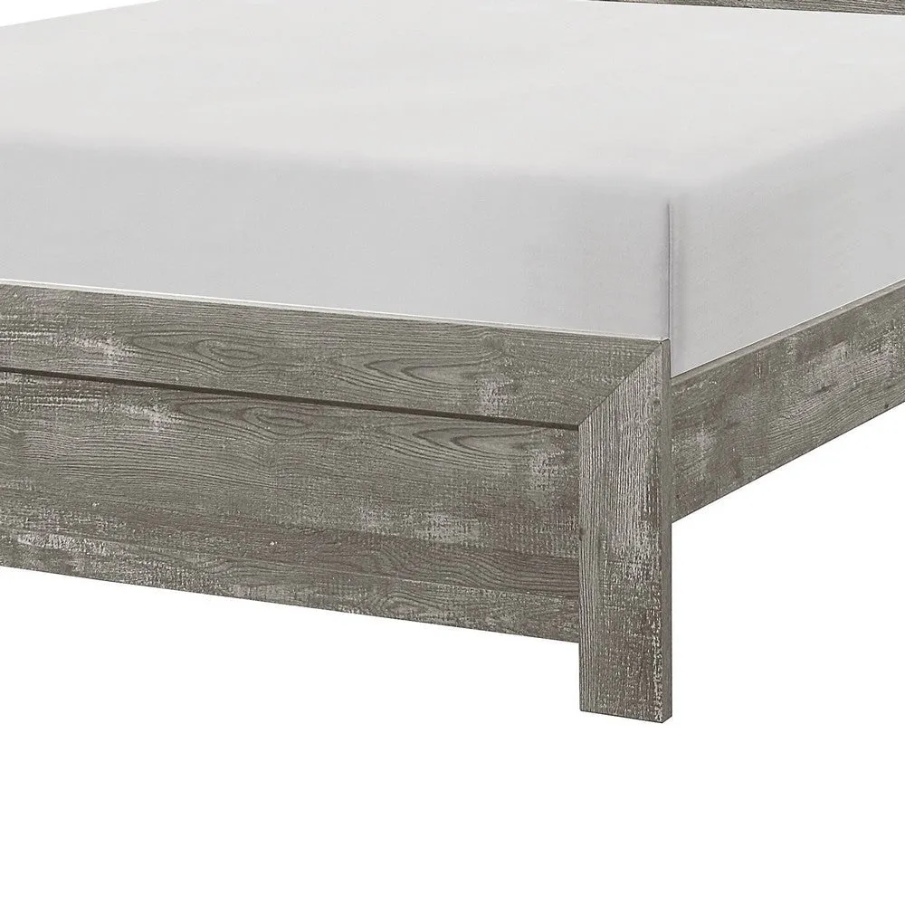 Eby California King Bed, Rustic Farmhouse Style, Gray Finish Wood Veneer By Casagear Home