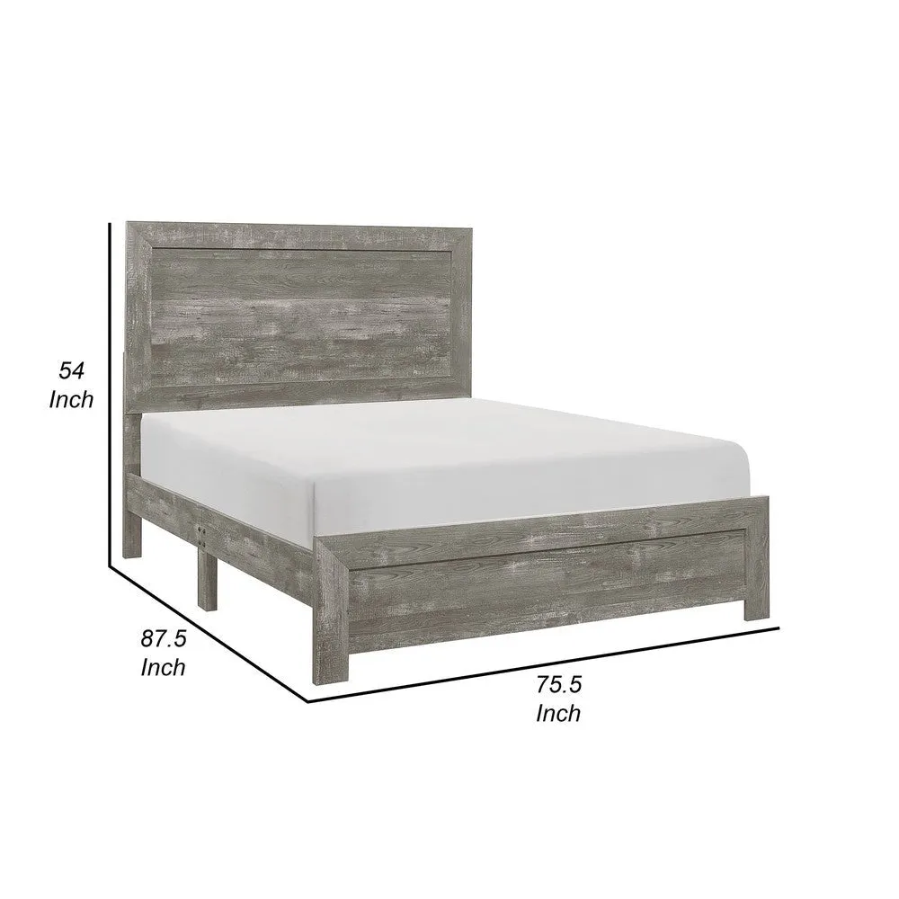 Eby California King Bed, Rustic Farmhouse Style, Gray Finish Wood Veneer By Casagear Home