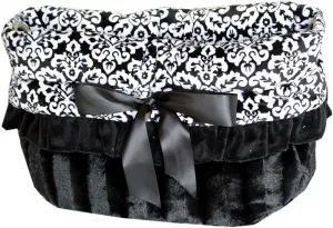 Fancy Black Reversible Snuggle Bugs Pet Bed, Bag, And Car Seat All-in-one