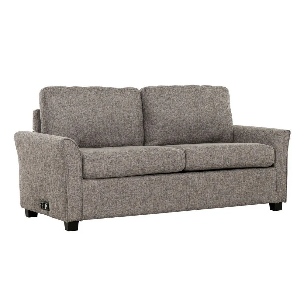 Full Size Sofa Bed, Gray Linen, Convertible Design, USB Port, Power Outlets By Casagear Home