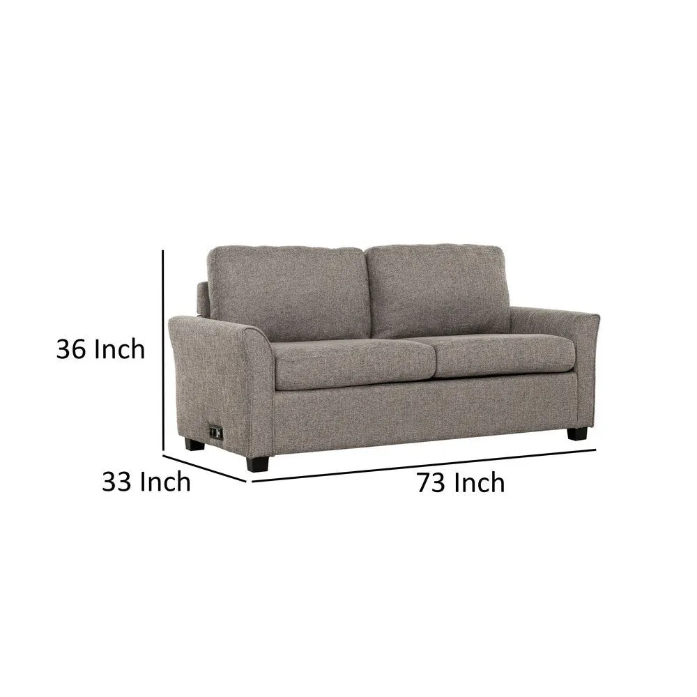 Full Size Sofa Bed, Gray Linen, Convertible Design, USB Port, Power Outlets By Casagear Home