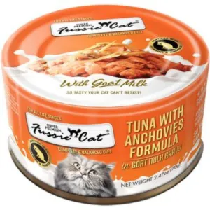 Fussie Cat Premium Tuna with Anchovie in Goats Milk Wet Cat Food, 2.47-oz