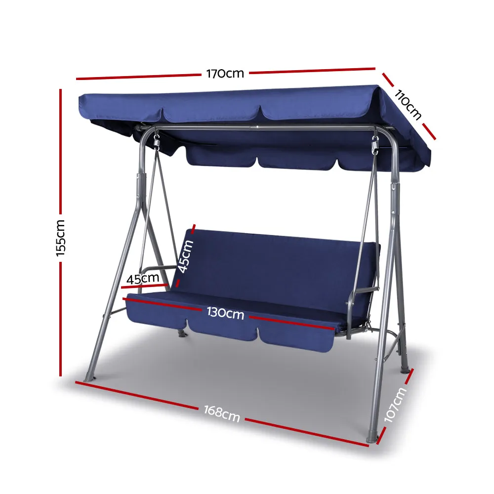 Garden Swing Chair Loveseat Canopy Shade Outdoor Seating Swinging Sofa - Navy