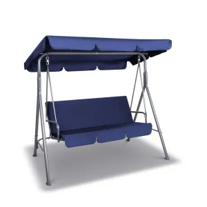 Garden Swing Chair Loveseat Canopy Shade Outdoor Seating Swinging Sofa - Navy