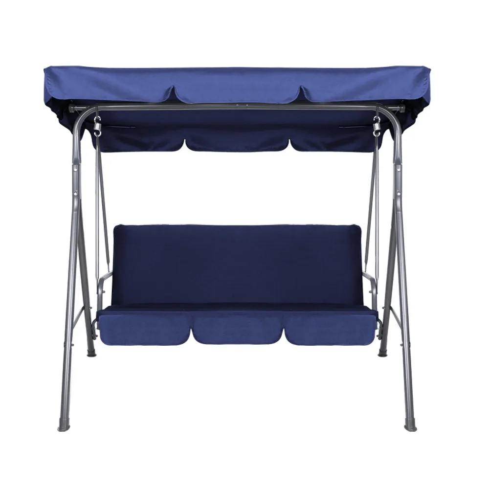 Garden Swing Chair Loveseat Canopy Shade Outdoor Seating Swinging Sofa - Navy