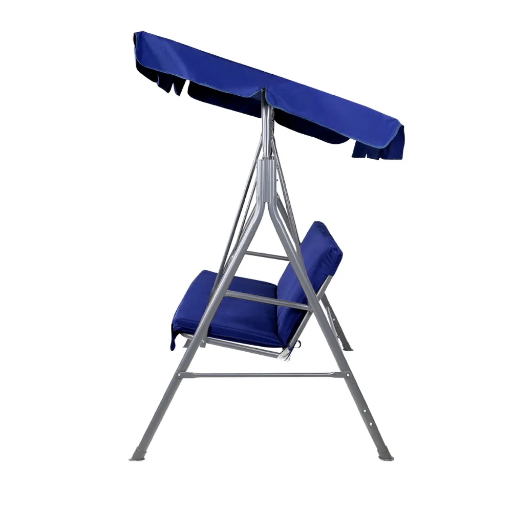 Garden Swing Chair Loveseat Canopy Shade Outdoor Seating Swinging Sofa - Navy