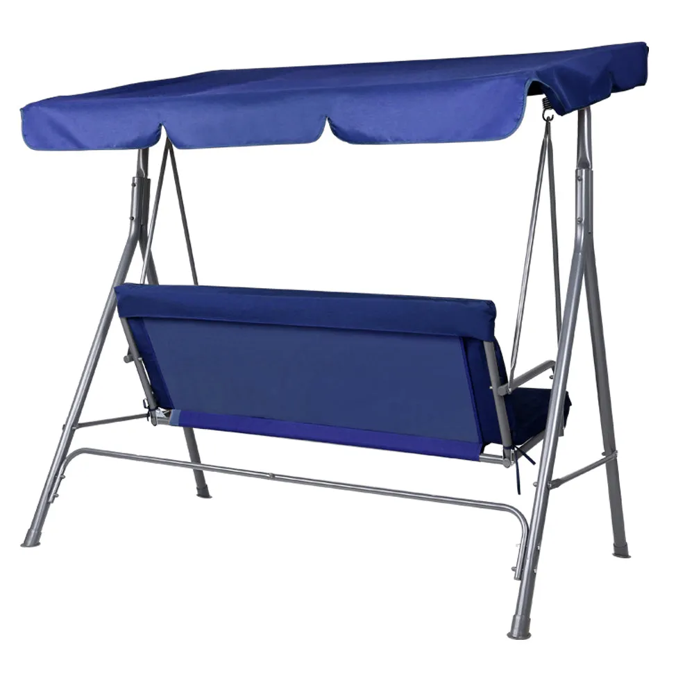 Garden Swing Chair Loveseat Canopy Shade Outdoor Seating Swinging Sofa - Navy